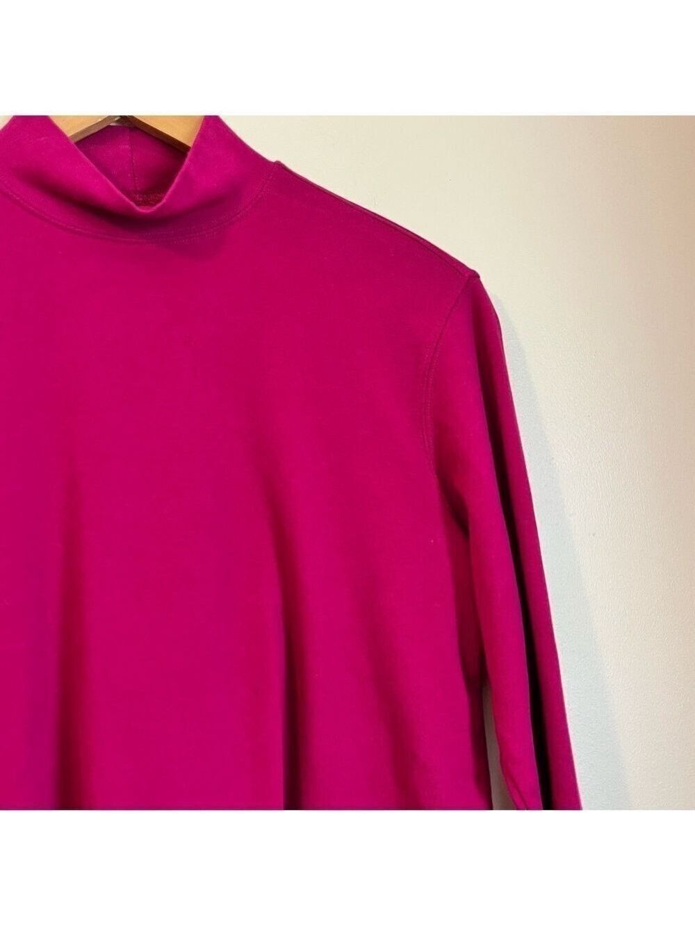 Lands’ End Cotton Mock Neck Top Raspberry Long Sleeve Soft Thick Knit S/P 6–8 - Picture 4 of 5